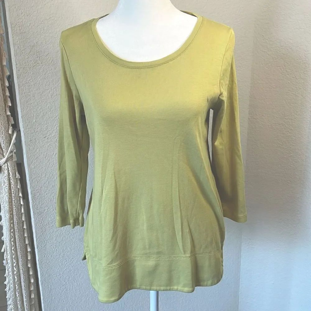 J. Jill Perfect Pima Scoop Neck 3/4 Sleeve Top ~ Size Small Petite